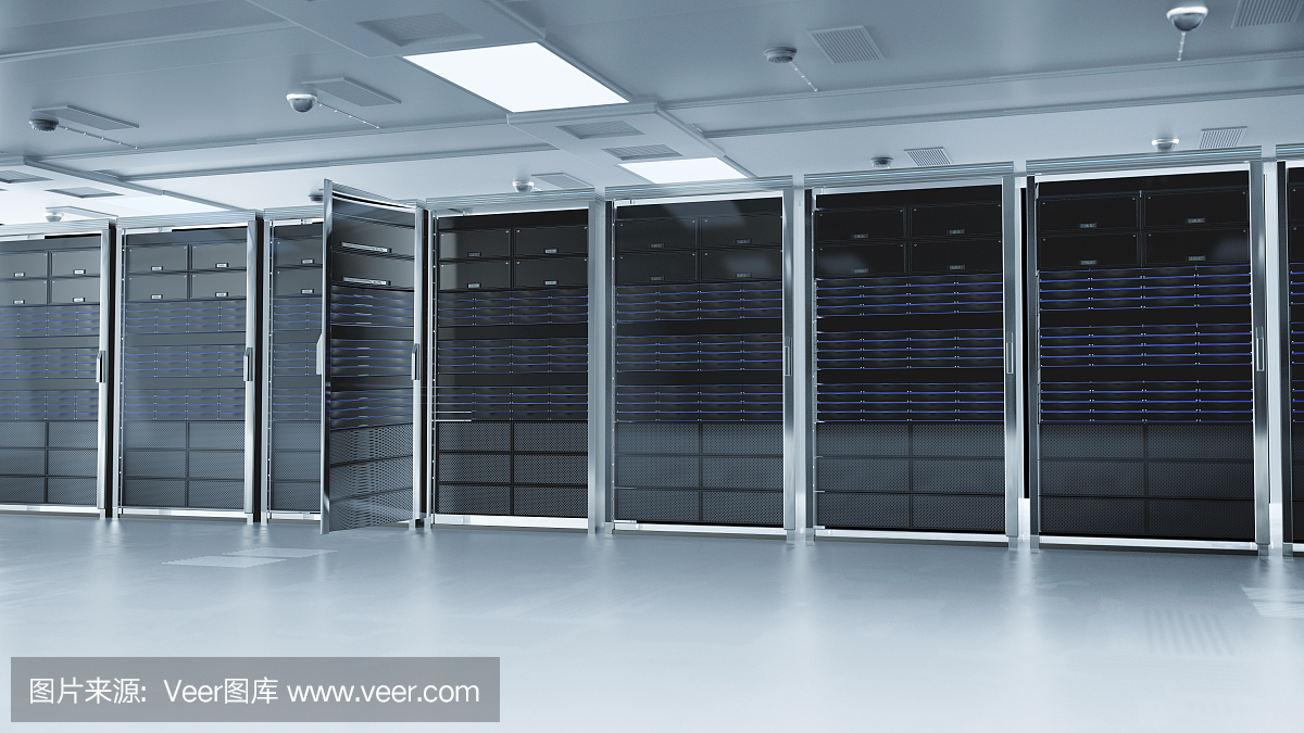 服務器室或服務器計算機。3 d渲染。